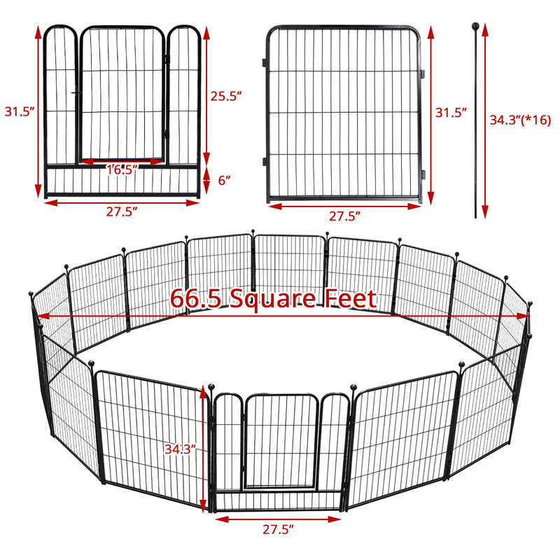 Toocapro 32" Tall 16 Panel Heavy Duty Pet Pen Dog Playpen & Reviews
